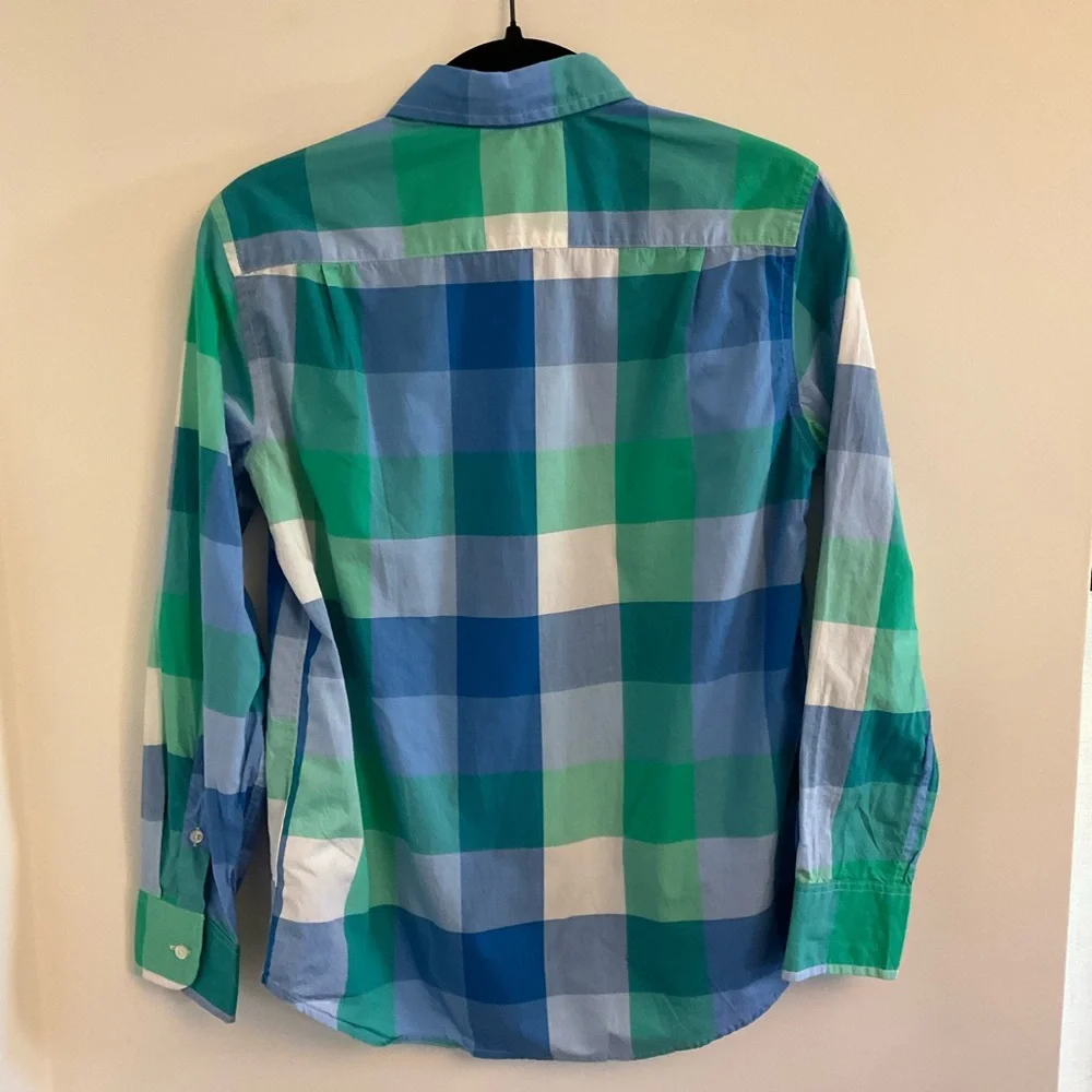 Crewcuts Boys Blue & Green Plaid Button-Down Shirt, Sz 12 NWT